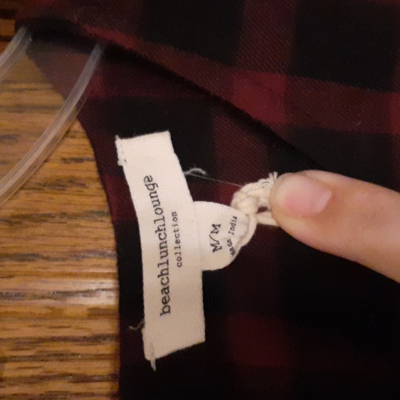 ⭐BEACHLUNCHLOUNGE Red Black Check Dress Ruffle Bell Sleeve Buffalo Cotton Medium - Picture 7 of 10